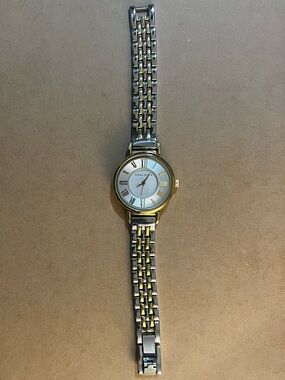 Anne Klein Two-Tone Silver and Gold Link Bracelet Watch